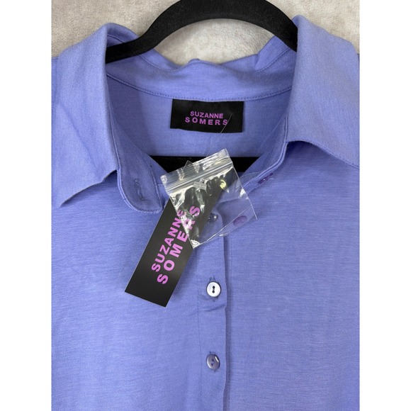 NWT Suzanne Somers Womens Purple‎ Collared 3/4 Sleeve Babydoll Tunic Sz Large - Picture 3 of 5